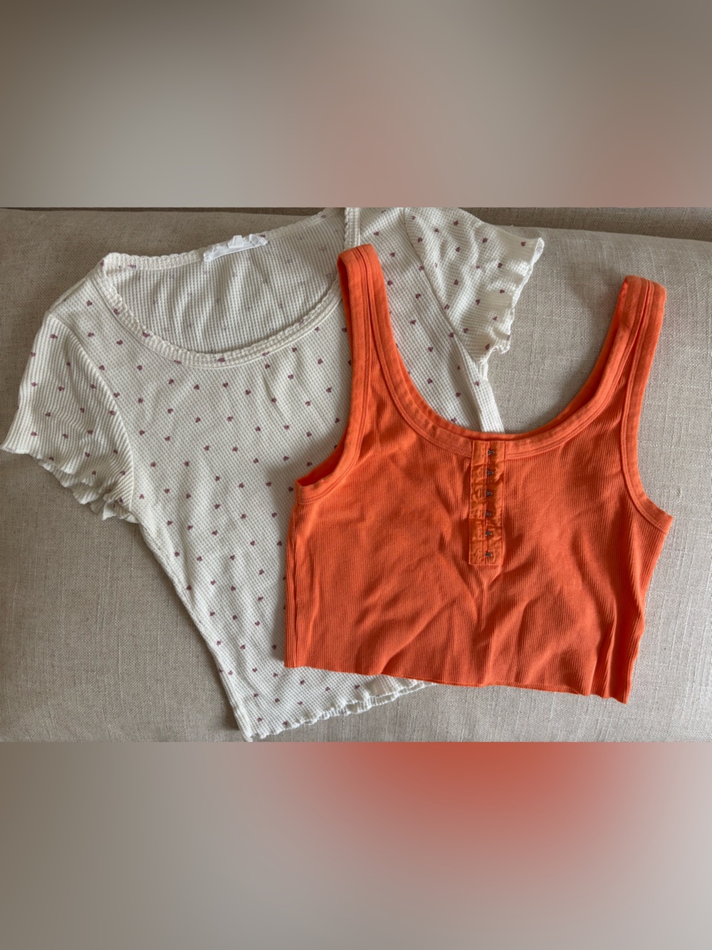 Sage + Stone women’s Heart Tee & Aerie Orange Ribbed Tank